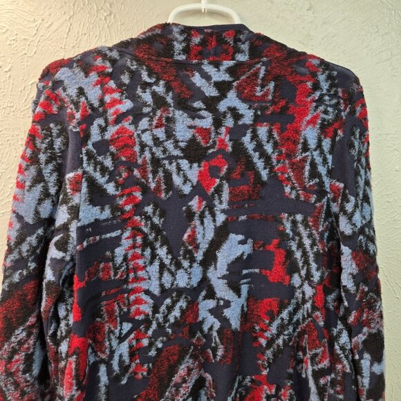 Lucky Brand Southwestern Cardigan Sweater M Blue Draped Boho Aztec Hippie Top - Picture 7 of 14